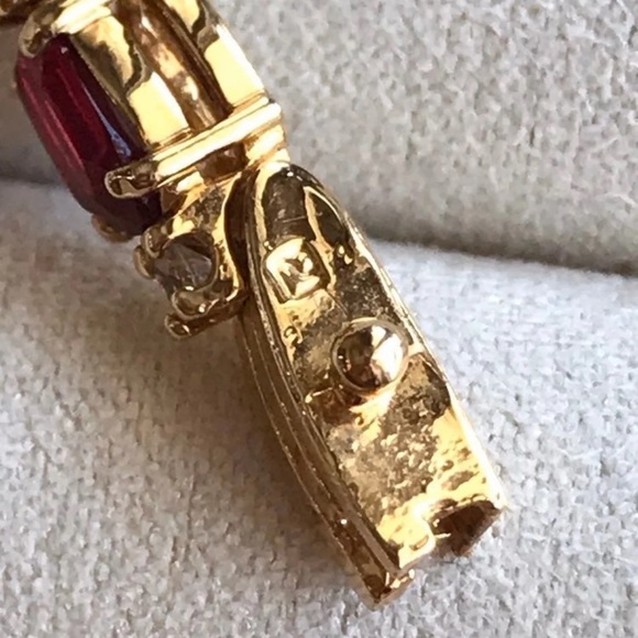 Gold over sterling 925 genuine diamond and garnet tennis bracelet. Like new. - Picture 9 of 13